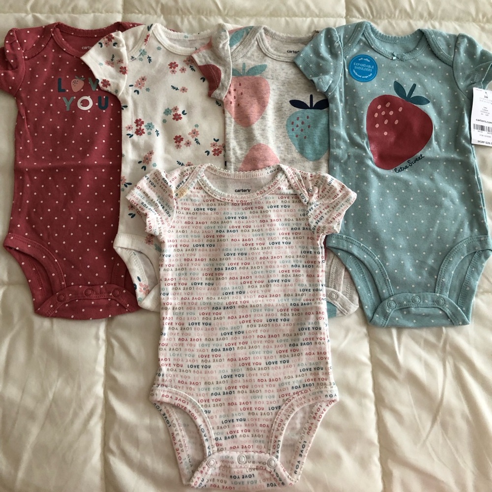 Carter's Pink, Blue, and Cream Baby Bodysuits Set